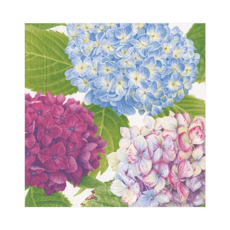 Caspari Hydrangea Garden Paper Luncheon Napkins in Blue Two Packs of 20